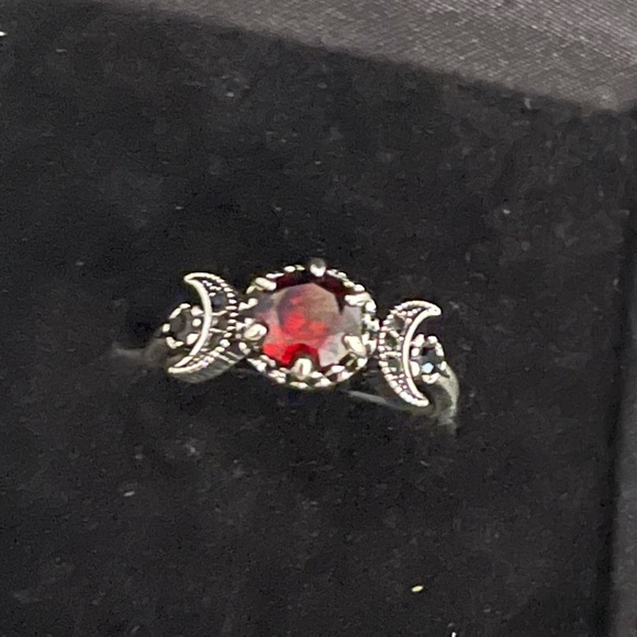 New Red Ruby Sterling Silver Eternity Goddess Moon Phase  Wiccan Ring - Picture 11 of 12